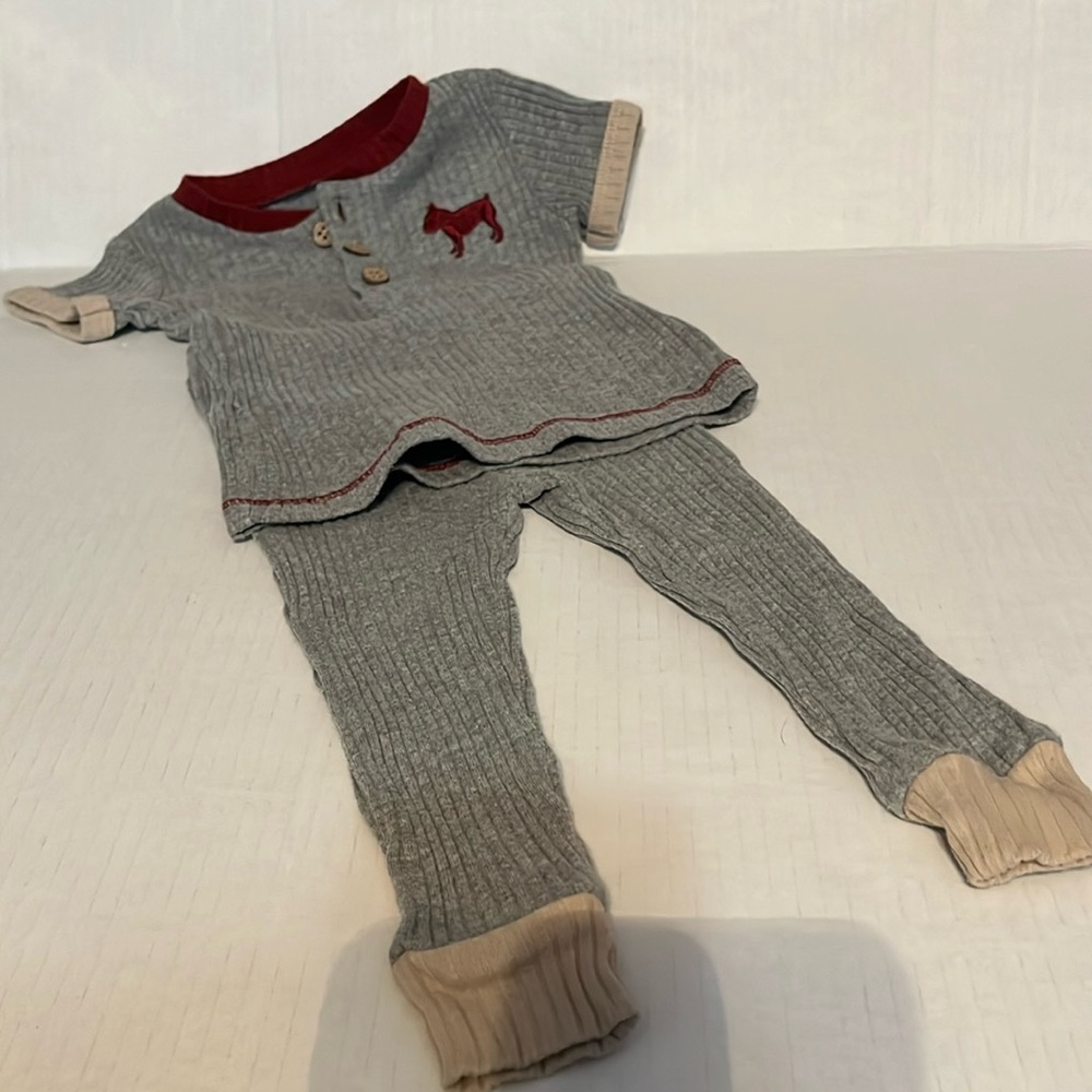 Mario Lopez size 18 months gray and cranberry pant set. LIKE NEW
